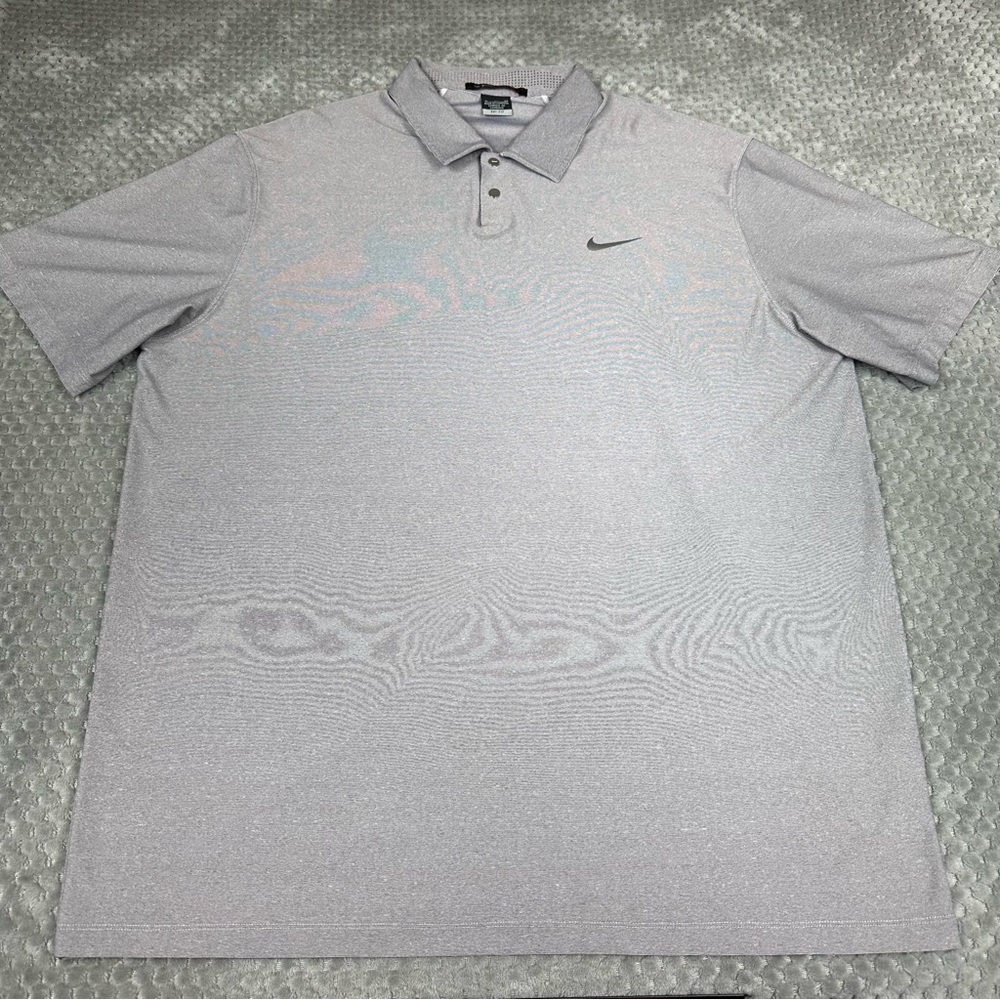 Nike Tiger Woods Polo Shirt Mens XL Gray Golf Performance Vented Dri-Fit Snap Up